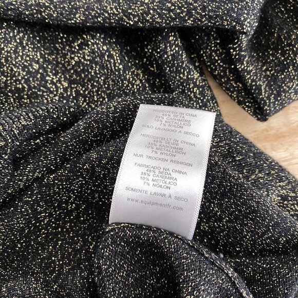 Equipment Femme‎ Light Sweater Top Black Metallic Gold Silk Blend Women's Small - Picture 8 of 8